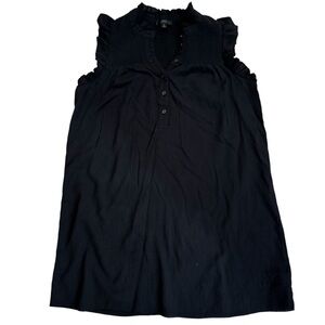 J Crew Small Black Ruffleneck Sleeveless Tunic